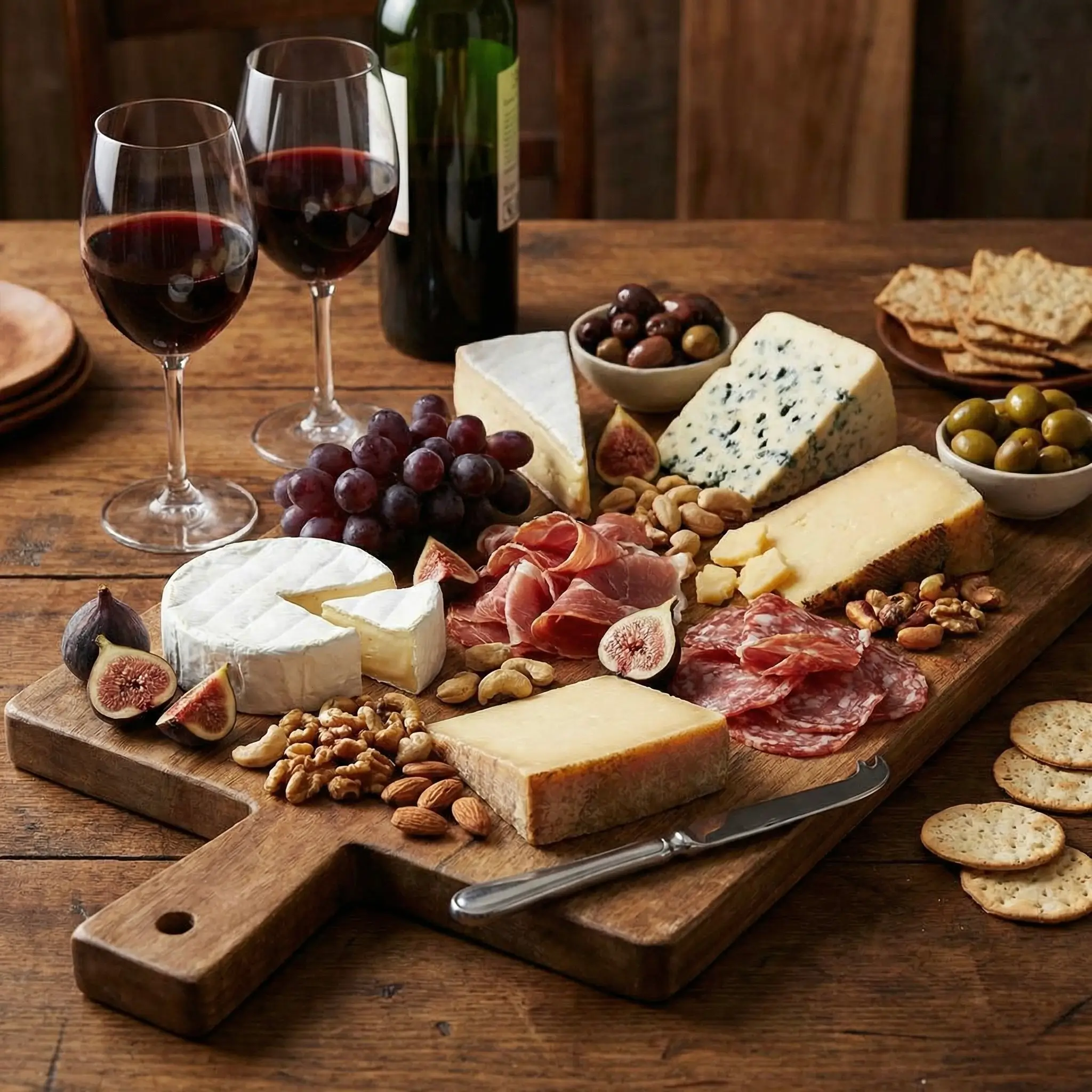 tabla de queso y vino gourmet